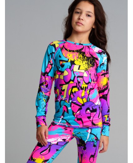 Термокомплект трикот. для девочек: фуфайка (футболка) с длин. рук, брюки для эпизод. использования разноцветный