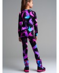 Термокомплект трикот. для девочек: фуфайка (футболка) с длин. рук, брюки для эпизод. использования черный,разноцветный