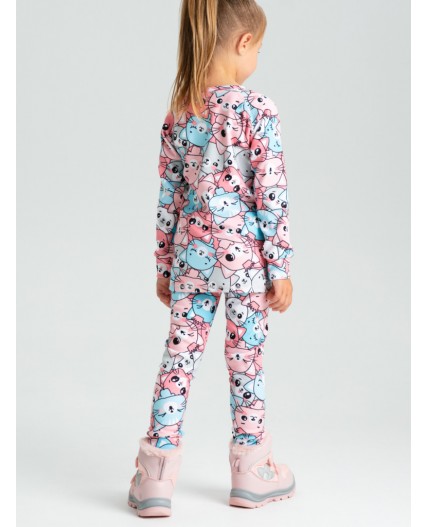 Термокомплект трикот. для девочек: фуфайка (футболка) с длин. рук, брюки для эпизод. использования разноцветный