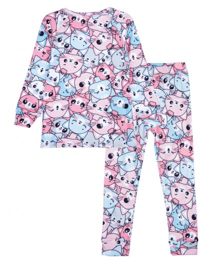 Термокомплект трикот. для девочек: фуфайка (футболка) с длин. рук, брюки для эпизод. использования разноцветный