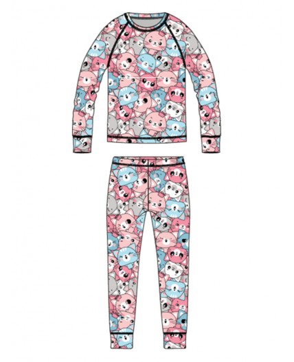 Термокомплект трикот. для девочек: фуфайка (футболка) с длин. рук, брюки для эпизод. использования разноцветный