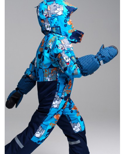 Варежки текстильные для мальчиков тёмно-синий,черный,голубой