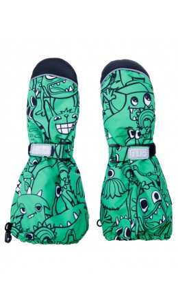 Варежки текстильные для мальчиков черный,зеленый