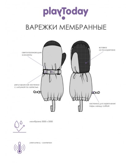 Варежки текстильные для мальчиков черный,зеленый