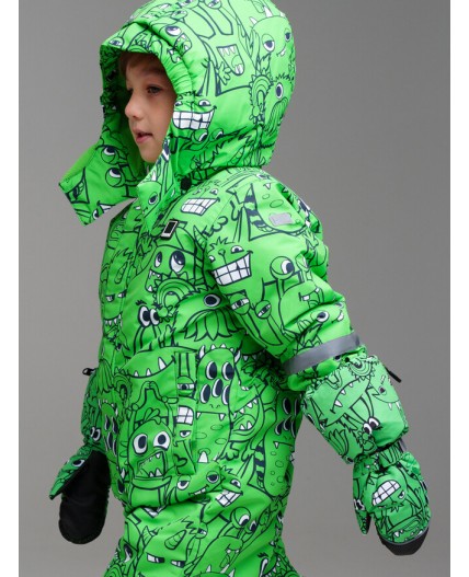 Варежки текстильные для мальчиков черный,зеленый