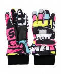 Перчатки текстильные для девочек черный,разноцветный