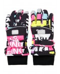 Перчатки текстильные для девочек черный,разноцветный