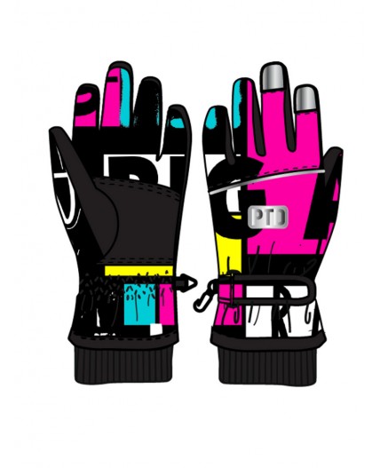 Перчатки текстильные для девочек черный,разноцветный