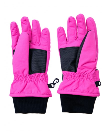 Перчатки текстильные для девочек фуксия,черный