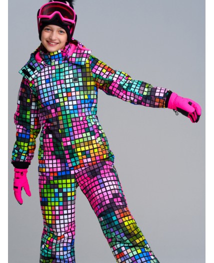 Перчатки текстильные для девочек фуксия,черный