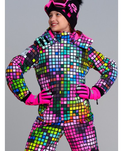 Перчатки текстильные для девочек фуксия,черный