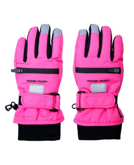 Перчатки текстильные для девочек фуксия,черный