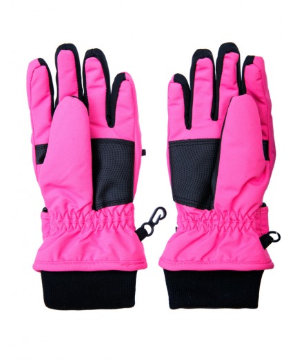 Перчатки текстильные для девочек фуксия,черный