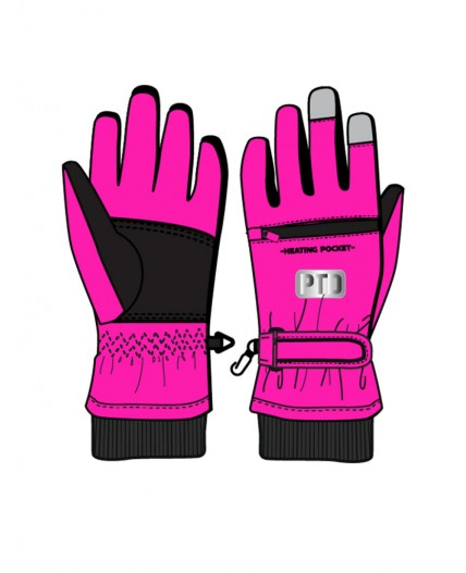 Перчатки текстильные для девочек фуксия,черный