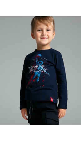 Фуфайка трикотажная для мальчиков (футболка с длинными рукавами) тёмно-синий