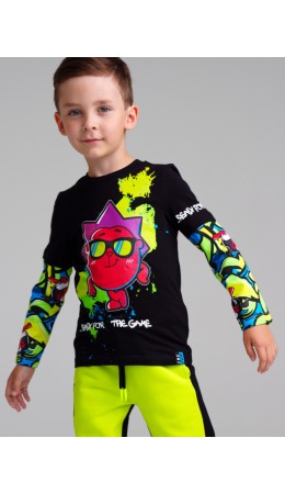 Фуфайка трикотажная для мальчиков (футболка с длинными рукавами) разноцветный