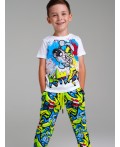Комплект трикотажный для мальчиков: фуфайка (футболка), брюки разноцветный