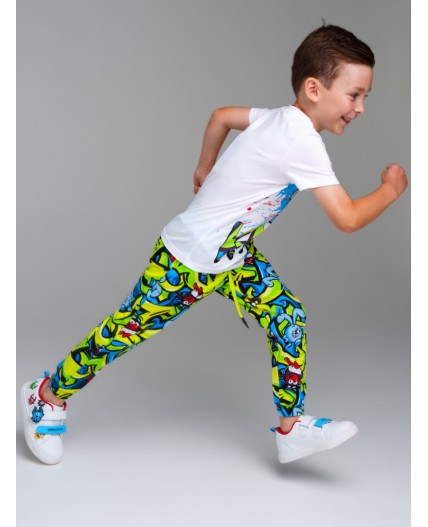 Комплект трикотажный для мальчиков: фуфайка (футболка), брюки разноцветный