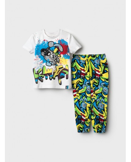 Комплект трикотажный для мальчиков: фуфайка (футболка), брюки разноцветный