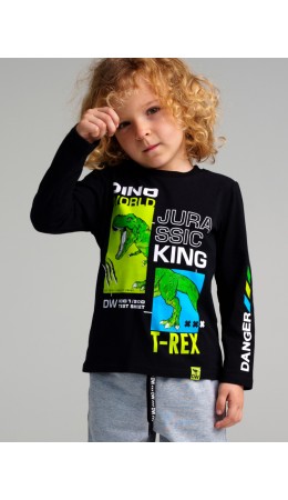 Фуфайка трикотажная для мальчиков (футболка с длинными рукавами) черный,разноцветный