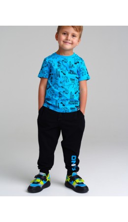 Комплект трикотажный для мальчиков: фуфайка (футболка), брюки черный,синий