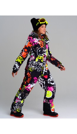 Комбинезон текстильный с полиуретановым покрытием для девочек разноцветный