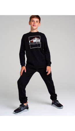 Фуфайка трикотажная для мальчиков (футболка с длинными рукавами) черный