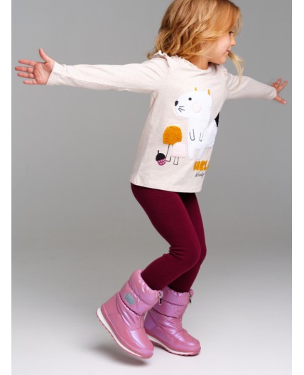 Фуфайка трикотажная для девочек (футболка с длинными рукавами) бежевый