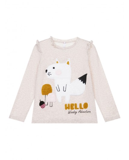 Фуфайка трикотажная для девочек (футболка с длинными рукавами) бежевый