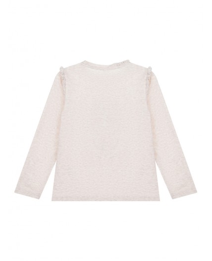 Фуфайка трикотажная для девочек (футболка с длинными рукавами) бежевый