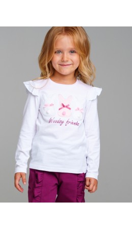 Фуфайка трикотажная для девочек (футболка с длинными рукавами) белый