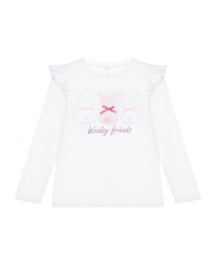 Фуфайка трикотажная для девочек (футболка с длинными рукавами) белый