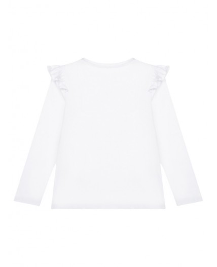 Фуфайка трикотажная для девочек (футболка с длинными рукавами) белый