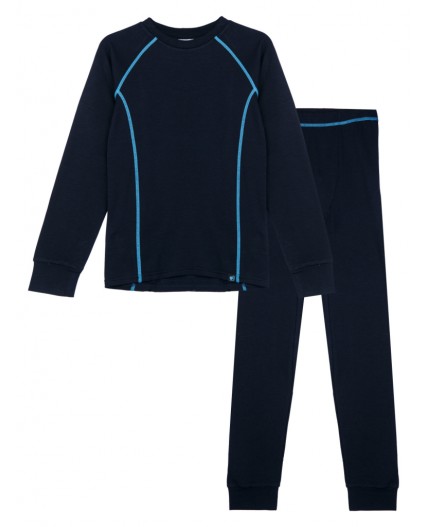 Термокомплект трикот. для мальчиков: фуфайка (футболка) с длин. рук, брюки для эпизод. использования тёмно-синий