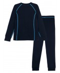 Термокомплект трикот. для мальчиков: фуфайка (футболка) с длин. рук, брюки для эпизод. использования тёмно-синий