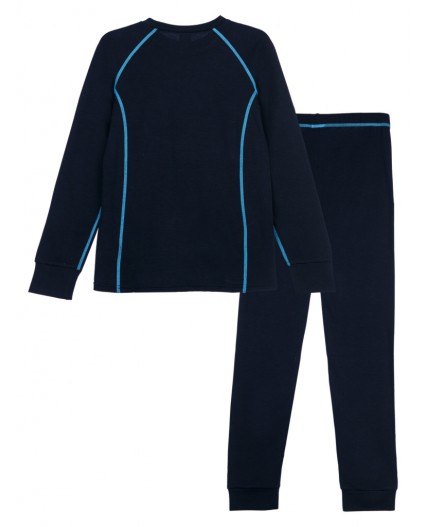 Термокомплект трикот. для мальчиков: фуфайка (футболка) с длин. рук, брюки для эпизод. использования тёмно-синий