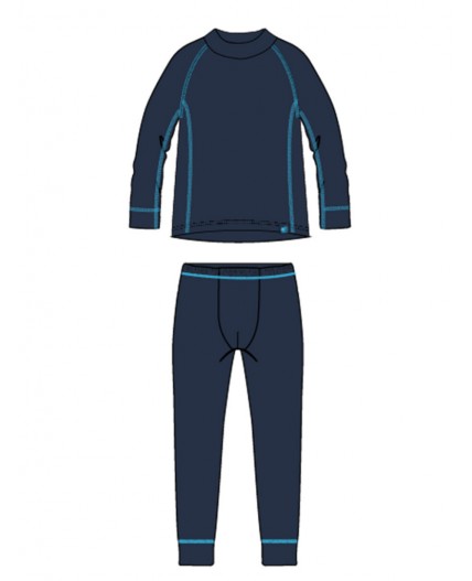 Термокомплект трикот. для мальчиков: фуфайка (футболка) с длин. рук, брюки для эпизод. использования тёмно-синий