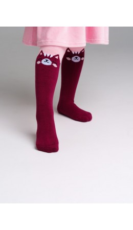 Колготки трикотажные махровые для девочек малиновый,светло-розовый