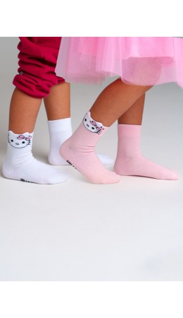 Носки трикотажные для девочек, 2 пары в комплекте белый,светло-розовый