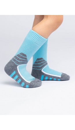 Термоноски трикотажные для девочек (низкие махровые) голубой,серый