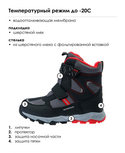 Ботинки для мальчиков черный,серый,оранжевый