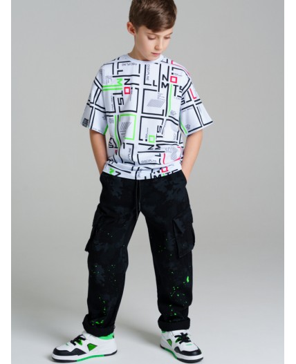 Брюки текстильные джинсовые для мальчиков черный