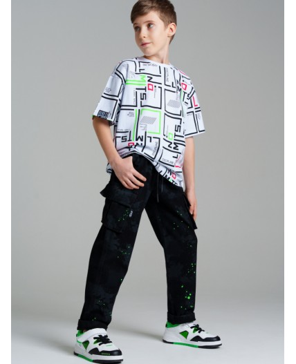 Брюки текстильные джинсовые для мальчиков черный