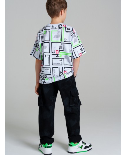 Брюки текстильные джинсовые для мальчиков черный