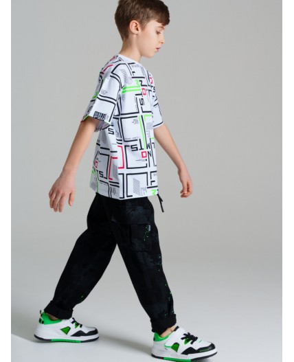 Брюки текстильные джинсовые для мальчиков черный