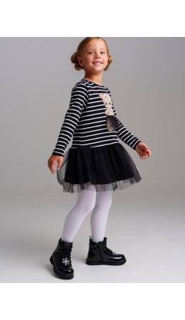 Платье трикотажное для девочек черный,белый