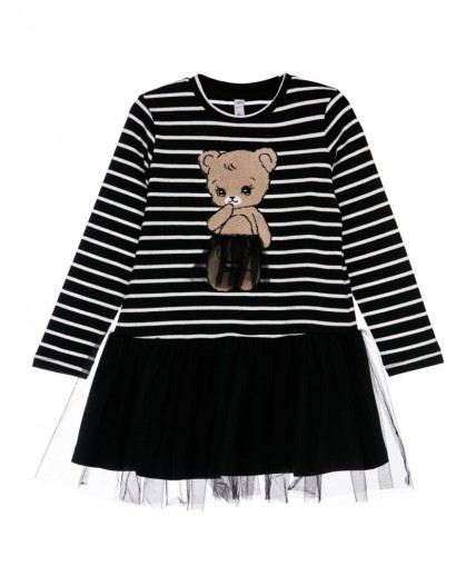 Платье трикотажное для девочек черный,белый
