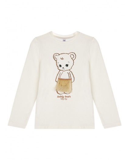 Фуфайка трикотажная для девочек (футболка с длинными рукавами) белый