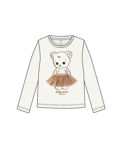 Фуфайка трикотажная для девочек (футболка с длинными рукавами) белый