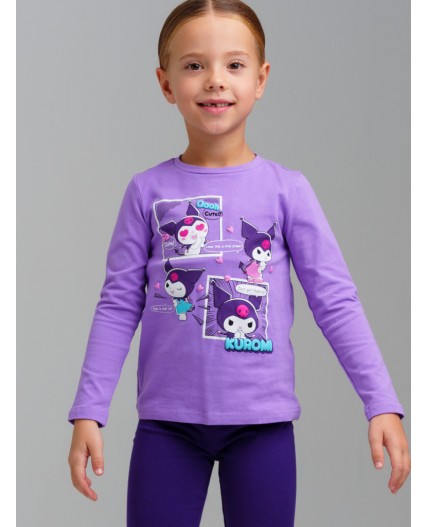 Фуфайка трикотажная для девочек (футболка с длинными рукавами) сиреневый